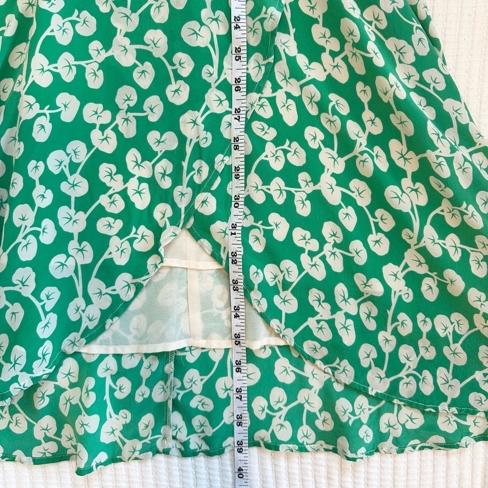 Dalton Silk Crepe Wrap Dress in Green Floral Print - Picture 10 of 11